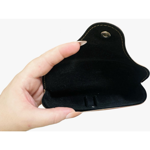 Ray Ban Sunglass Soft Case Brown Pebbled Leather Luxottica Black Logo Snap Close - Picture 4 of 7